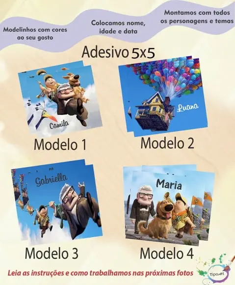 Adesivo 5x5 cm Quadradinho-up Altas Aventuras