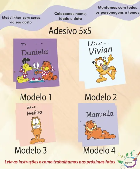Adesivo 5x5cm Quadradinho-garfield