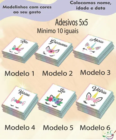 Adesivo 5x5 Quadradinho-unicórnio