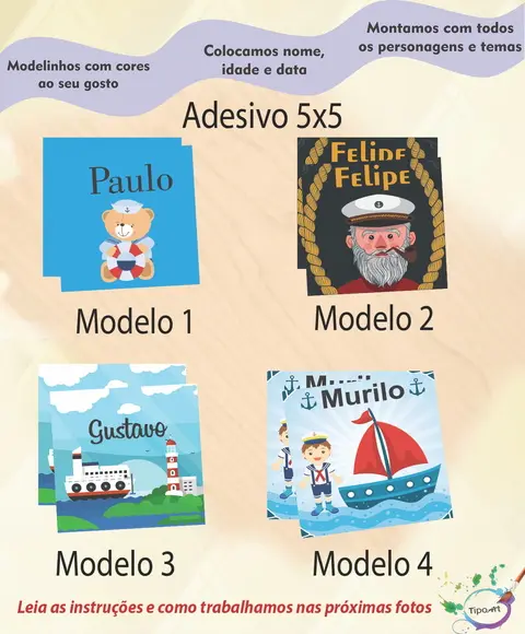 Adesivo 5x5 Quadradinho-marinheiro