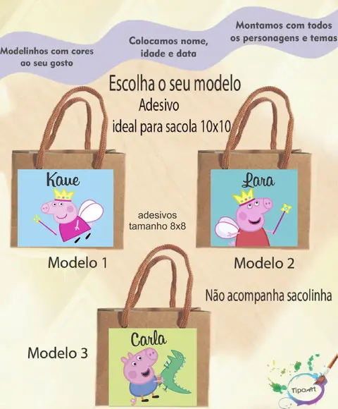 Adesivo 8x8 para Sacolinha