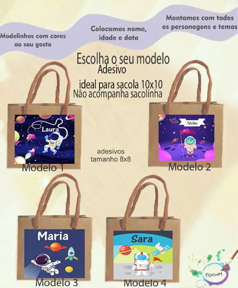 Adesivo 8x8 para Sacolinha- Astronauta