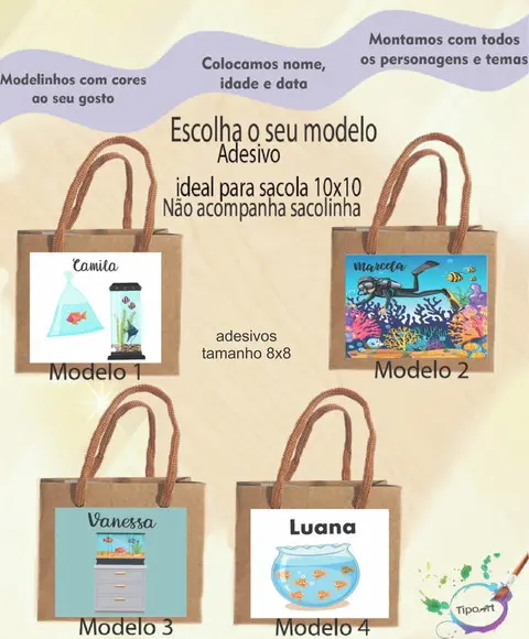 Adesivo 8x8 para Sacolinha- Aquário