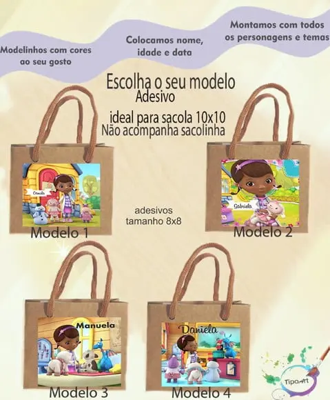Adesivo 8x8 para Sacolinha- Doutora Brinquedos