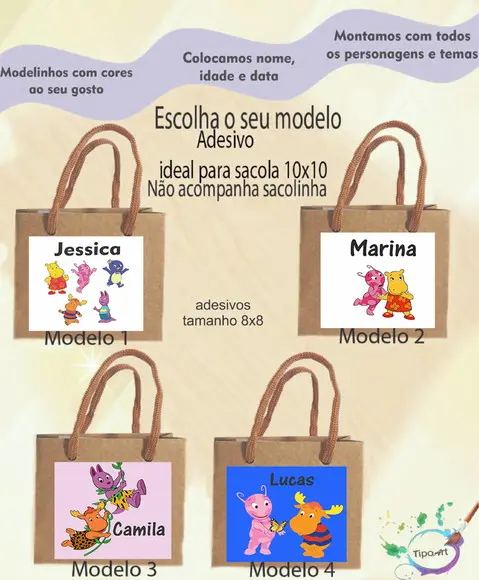 Adesivo 8x8 para Sacolinha- Backyardigans