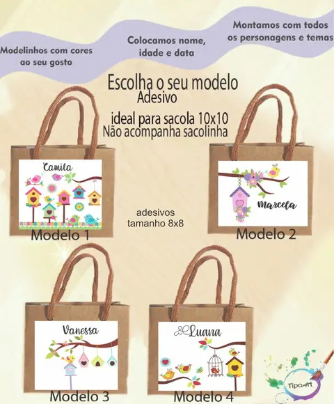 Adesivo 8x8 para Sacolinha- Jardim Encantado