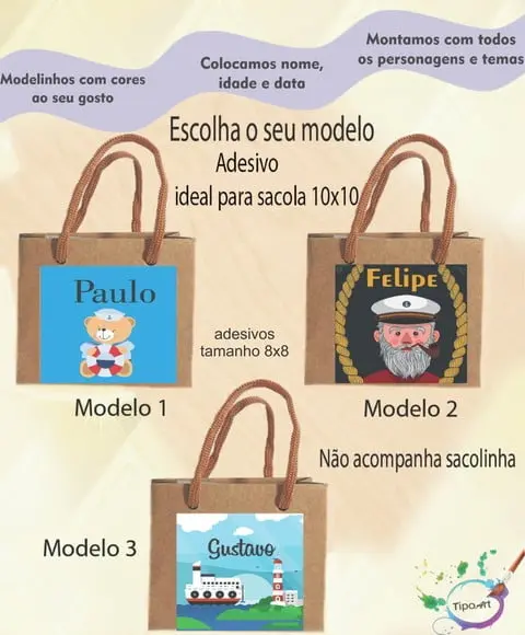Adesivo 8x8 para Sacolinha- Marinheiro