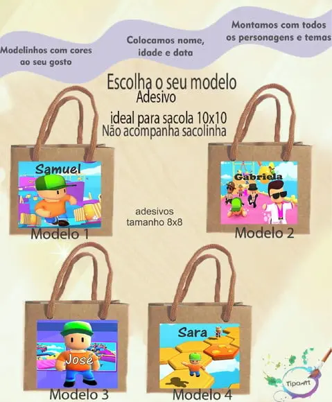 Adesivo 8x8 para Sacolinha- Stumble Guys