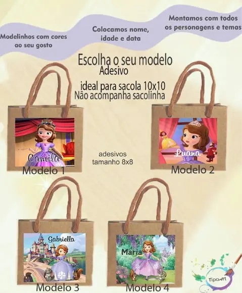 Adesivo 8x8 para Sacolinha- Sofia