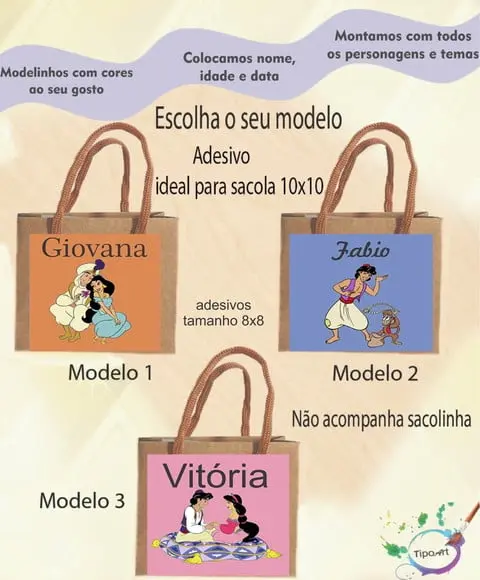 Adesivo 8x8 para Sacolinha-aladim