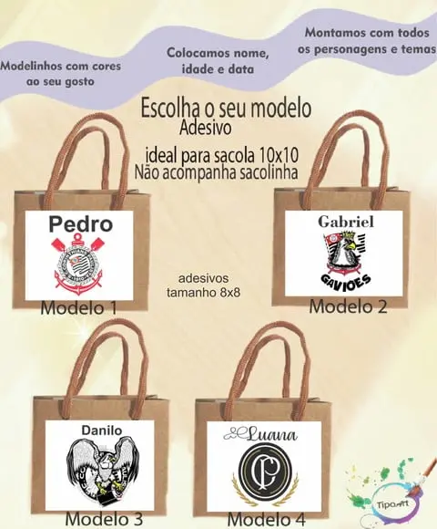 Adesivo 8x8 para Sacolinha- Timão
