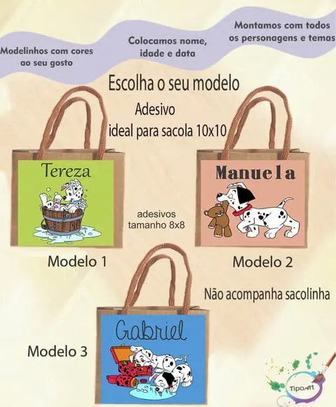 Adesivo 8x8 para Sacolinha-101 Dalmatas