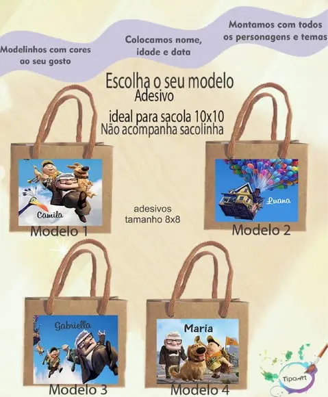 Adesivo 8x8 para Sacolinha- Up Altas Aventuras