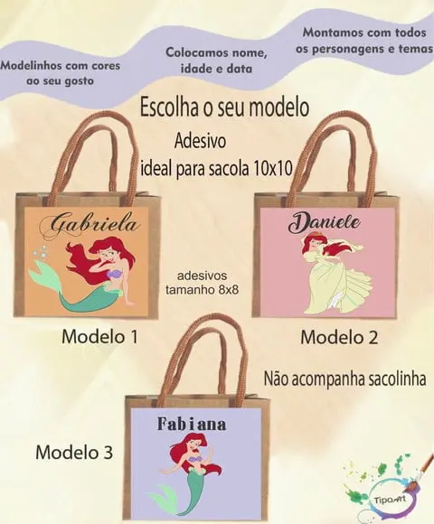 Adesivo 8x8 para Sacolinha-ariel
