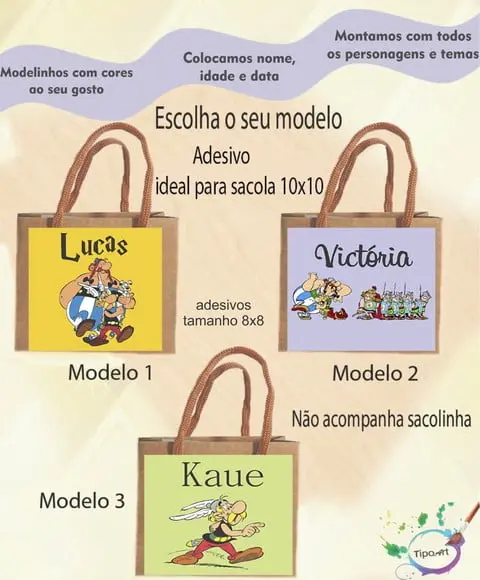 Adesivo 8x8 para Sacolinha-asterix