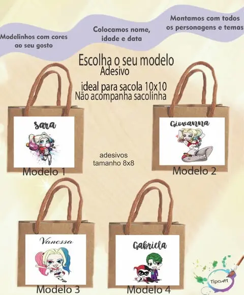 Adesivo 8x8 para Sacolinha-arlequina