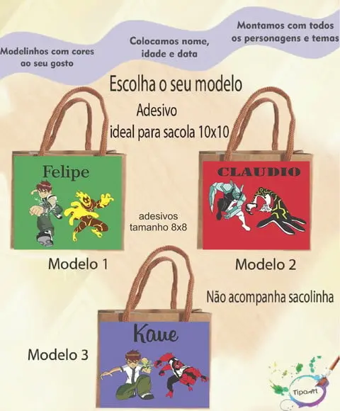 Adesivo 8x8 para Sacolinha-ben 10