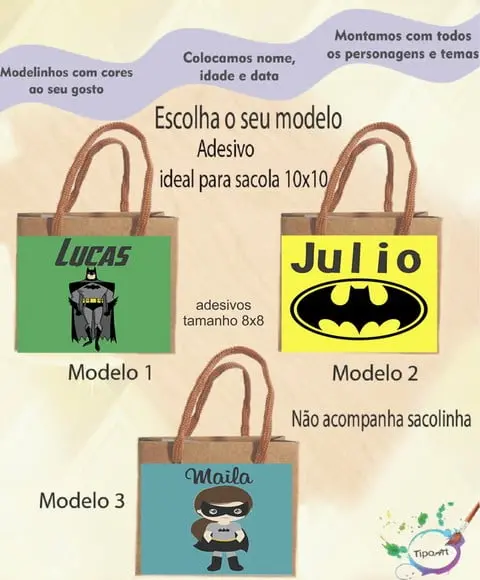 Adesivo 8x8 para Sacolinha-batman