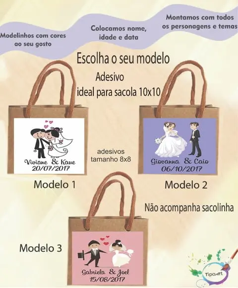 Adesivo 8x8 para Sacolinha-casal