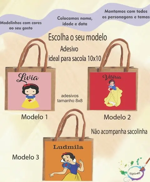 Adesivo 8x8 para Sacolinha-branca de Neve