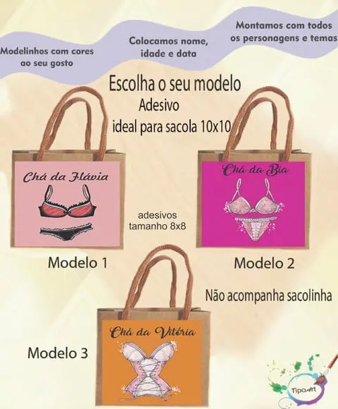 Adesivo 8x8 para Sacolinha-chá de Lingerie#1