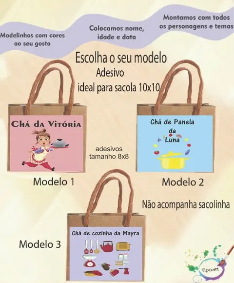 Adesivo 8x8 para Sacolinha-chá de Cozinha