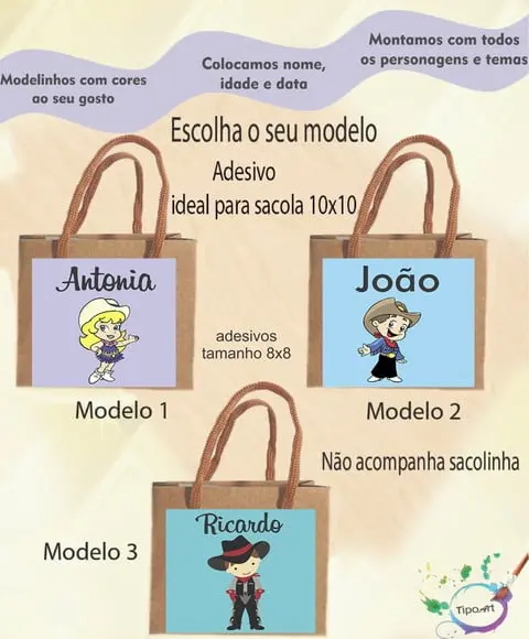 Adesivo 8x8 para Sacolinha-cowboy