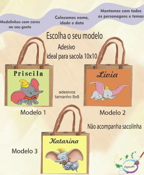 Adesivo 8x8 para Sacolinha-dumbo