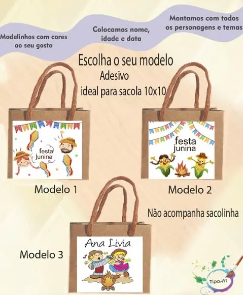 Adesivo 8x8 para Sacolinha-festa Junina