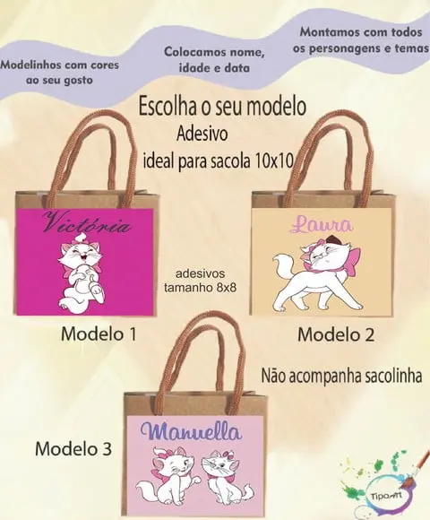 Adesivo 8x8 para Sacolinha-gata Marie