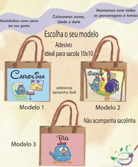 Adesivo 8x8 para Sacolinha-galinha