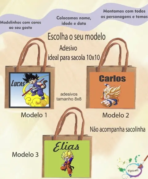 Adesivo 8x8 para Sacolinha-goku
