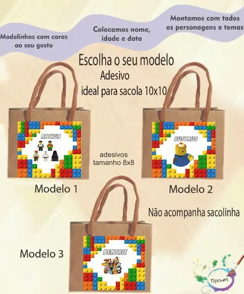 Adesivo 8x8 para Sacolinha-lego