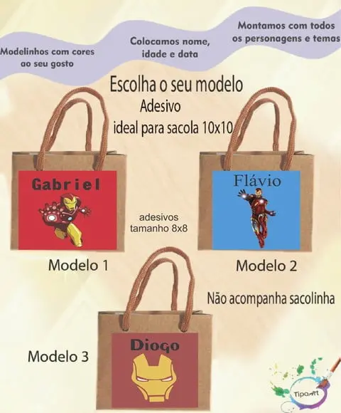 Adesivo 8x8 para Sacolinha-homem de Ferro
