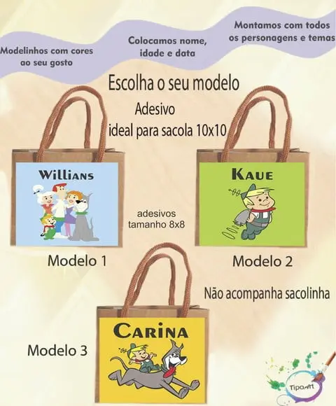 Adesivo 8x8 para Sacolinha-jetsons