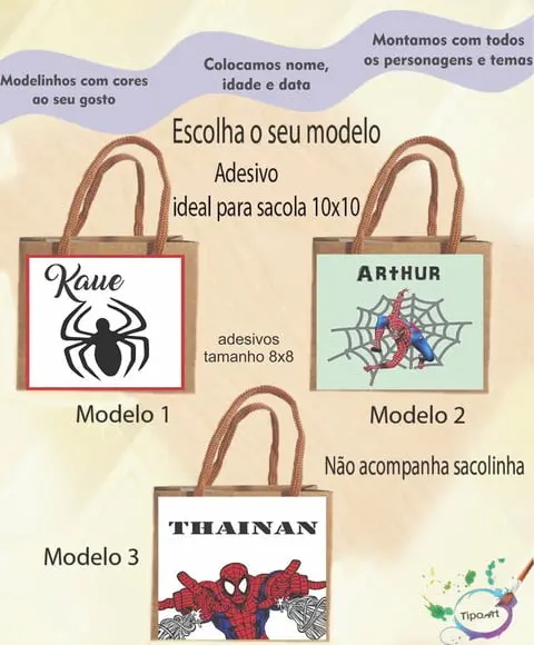 Adesivo 8x8 para Sacolinha-homem Aranha