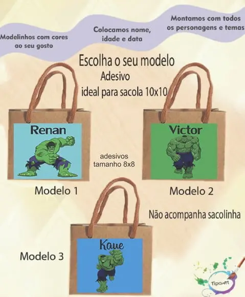 Adesivo 8x8 para Sacolinha-hulk