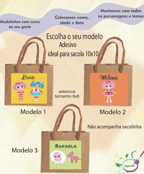 Adesivo 8x8 para Sacolinha-lalaloopsy