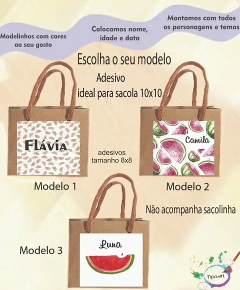 Adesivo 8x8 para Sacolinha-melancia
