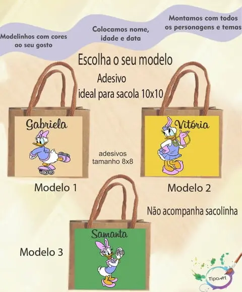 Adesivo 8x8 para Sacolinha-margarida