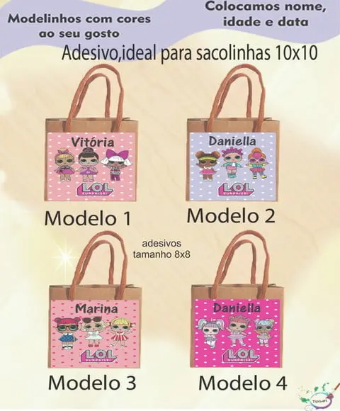 Adesivo 8x8 para Sacolinha-lol Surprise