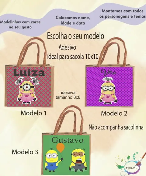 Adesivo 8x8 para Sacolinha-minions