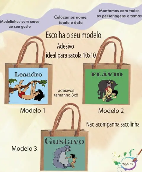 Adesivo 8x8 para Sacolinha-mogli