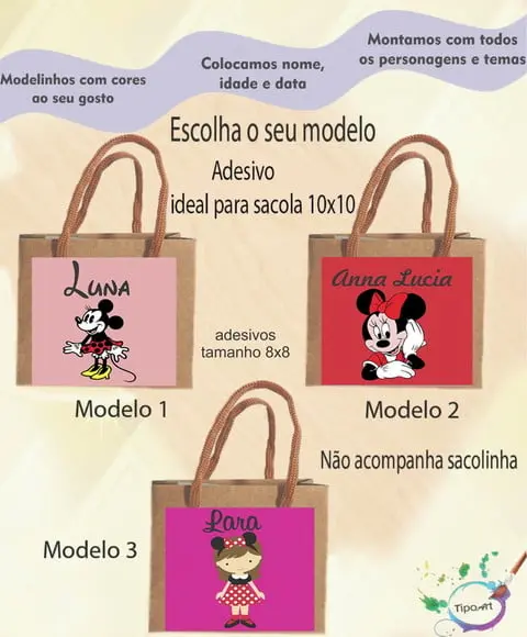 Adesivo 8x8 para Sacolinha-minnie