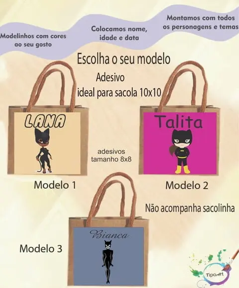 Adesivo 8x8 para Sacolinha-mulher Gato