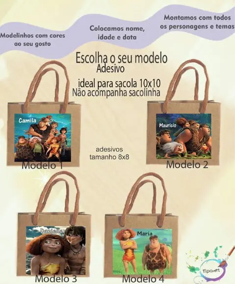 Adesivo 8x8 para Sacolinha-os Croods