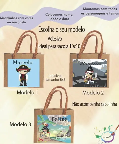 Adesivo 8x8 para Sacolinha-pirata