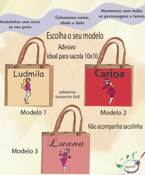 Adesivo 8x8 para Sacolinha-penelope Charmosa