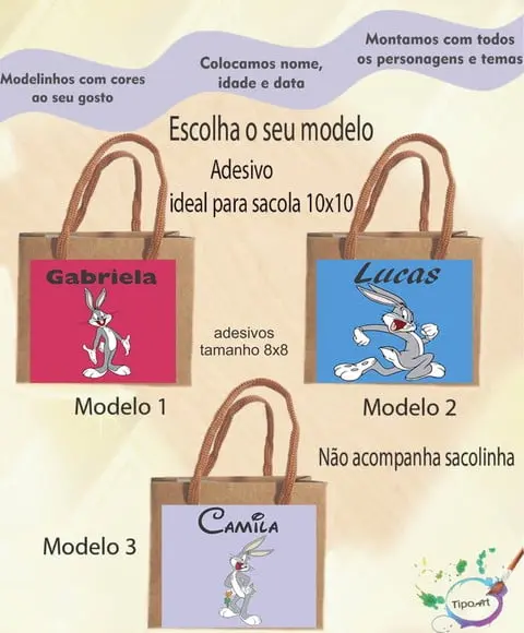 Adesivo 8x8 para Sacolinha-pernalonga