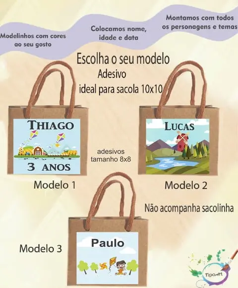 Adesivo 8x8 para Sacolinha-pipa e Catavento